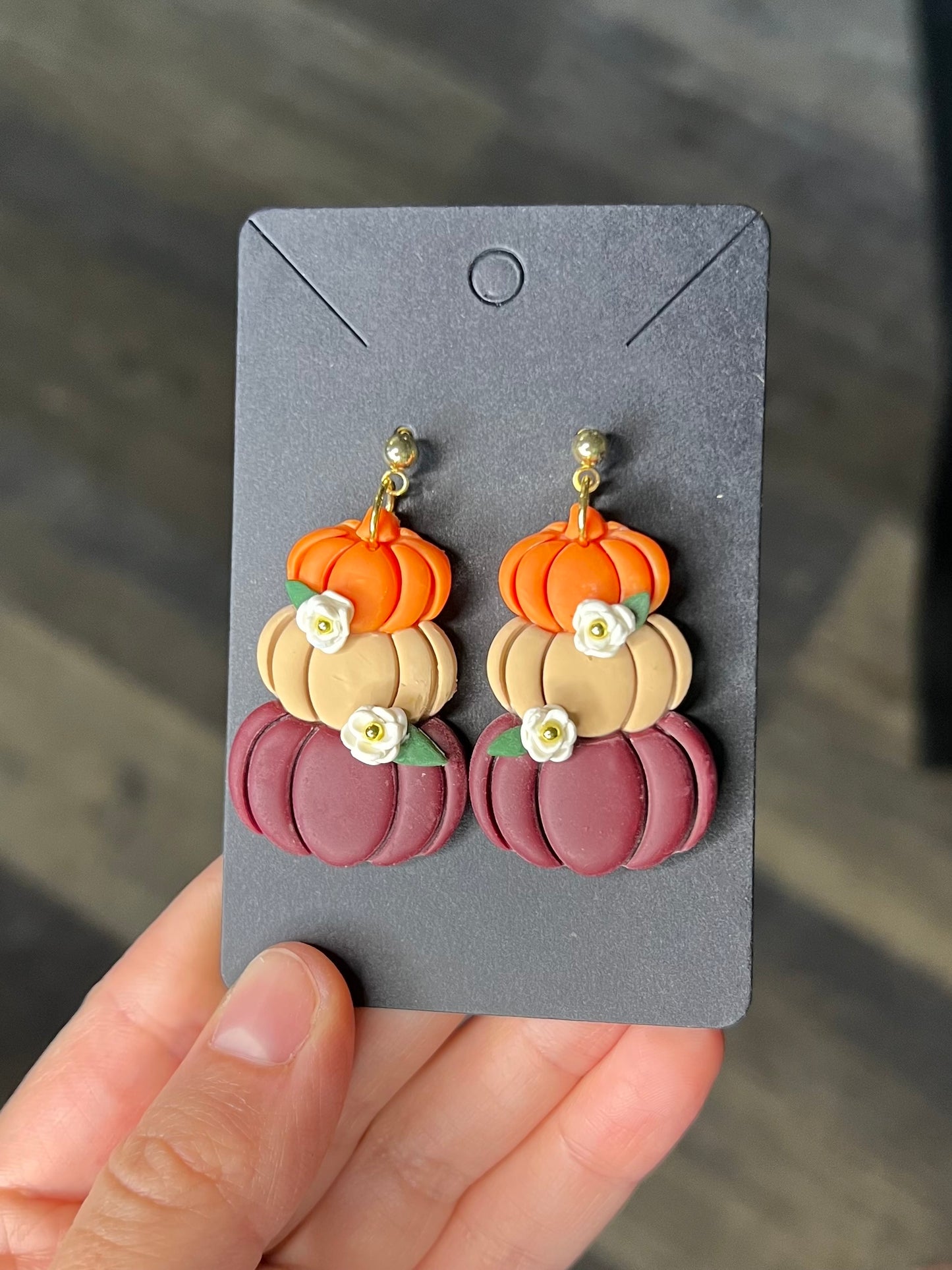 Stacked Pumpkin Polymer Clay Earrings