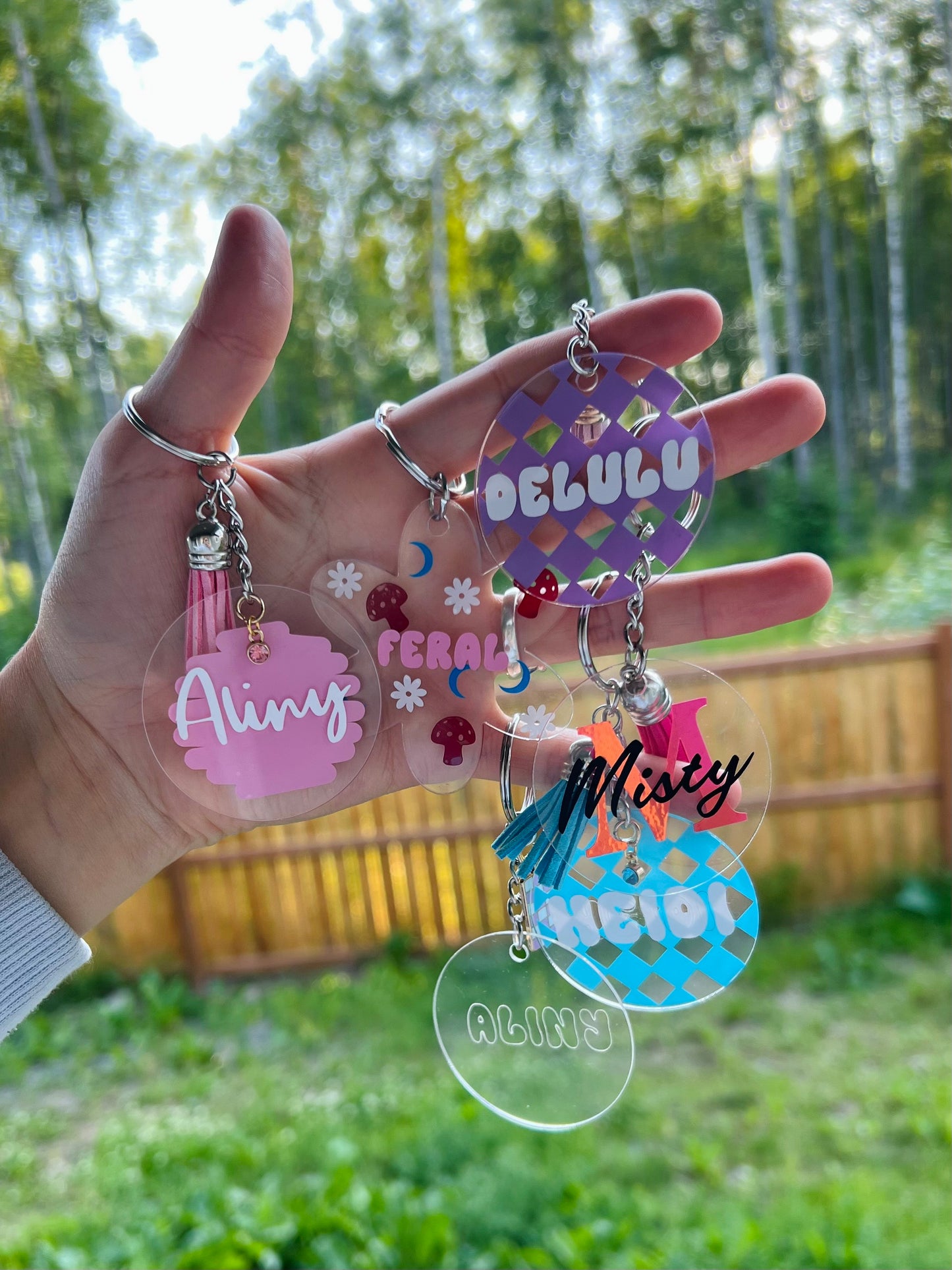Custom Checkered Name Keychain - Acrylic