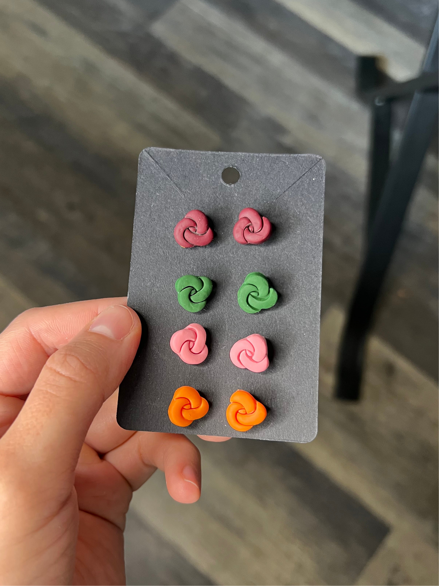 Rose Knot Polymer Clay Earring Studs