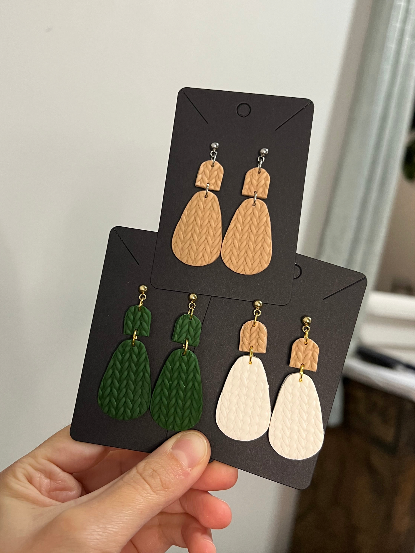 Sweater Knit Polymer Earrings