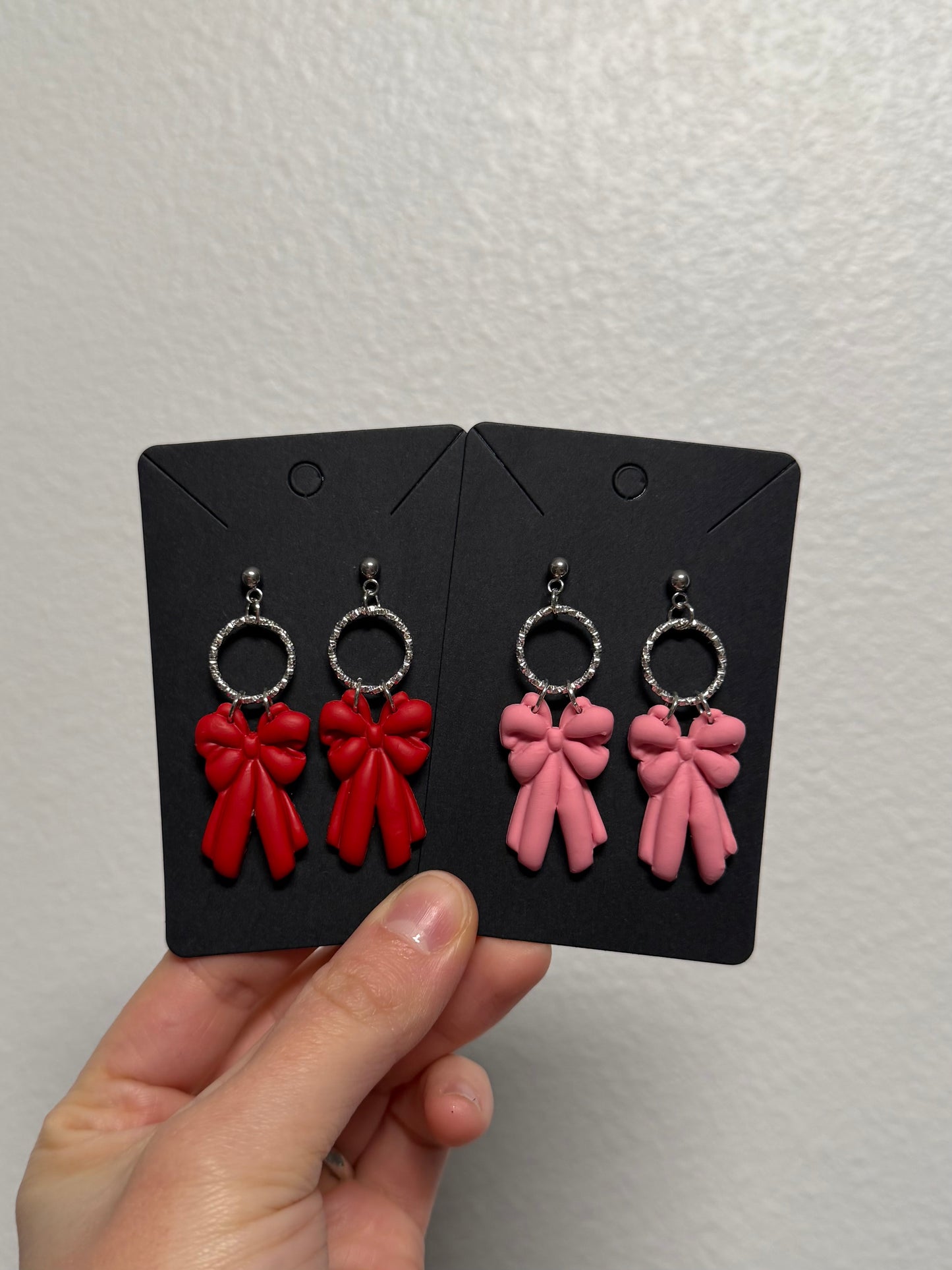 Holiday Bow Polymer Clay Earrings