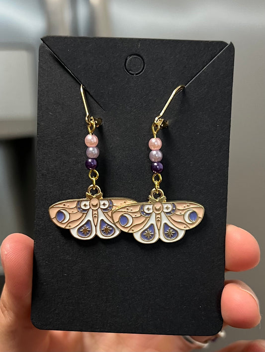 Lavender Moth Earrings