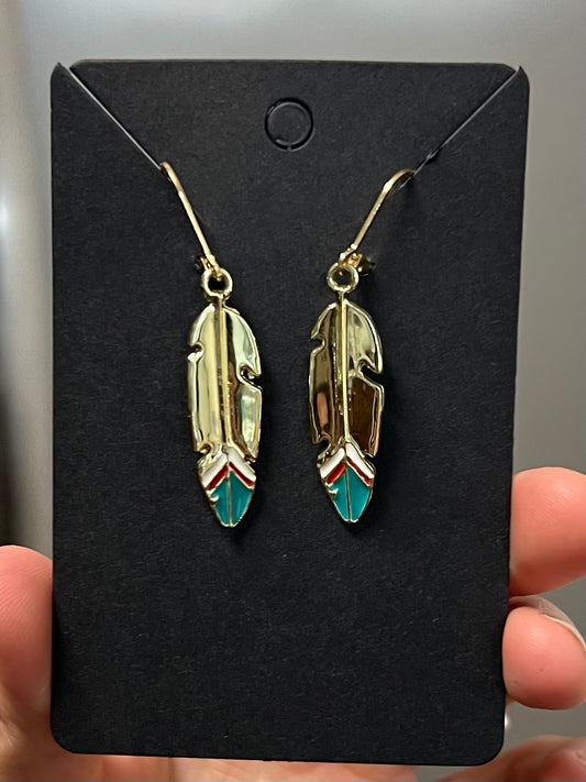 Golden Feather Earrings