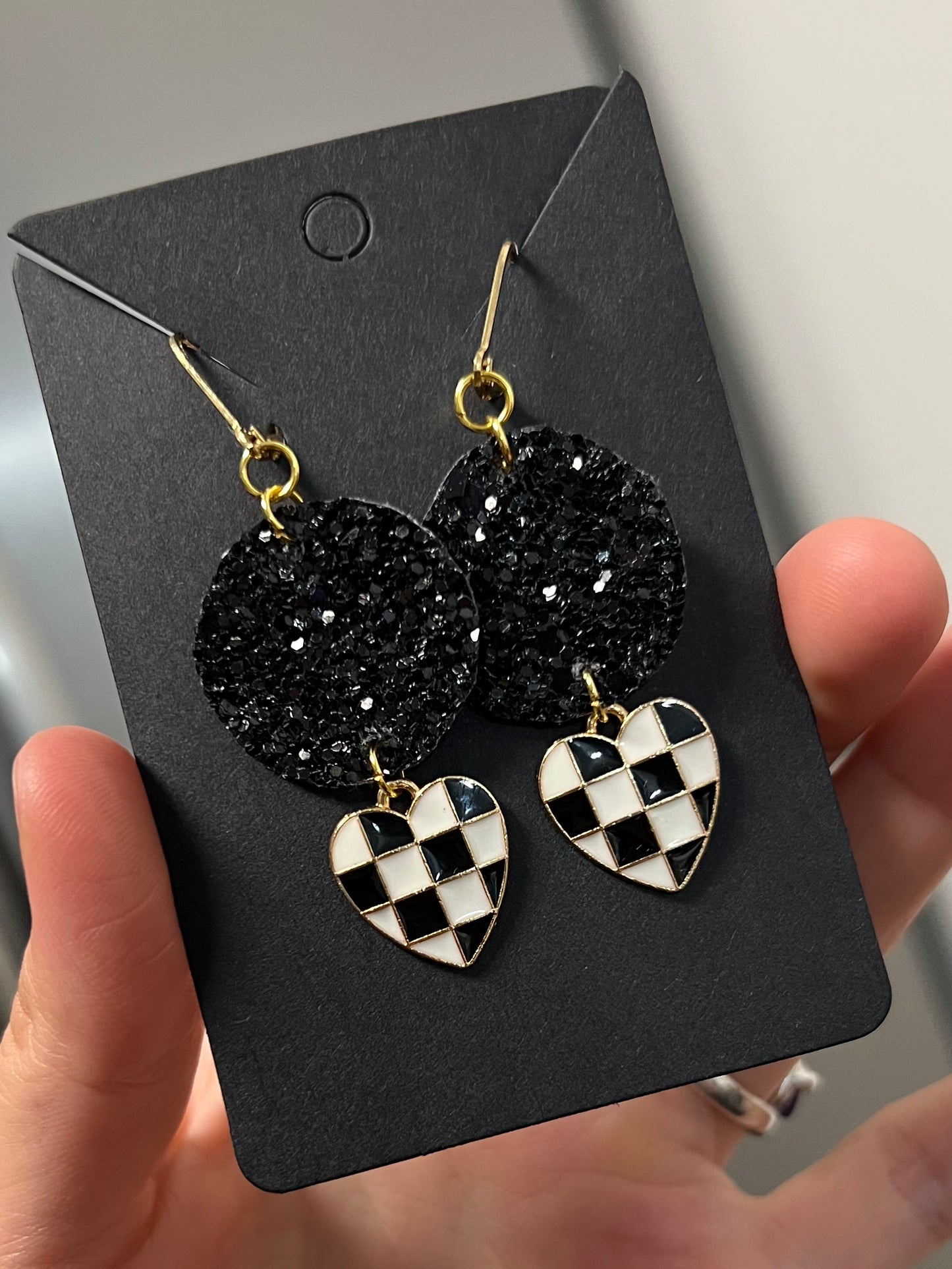 Checkered Heart Earrings